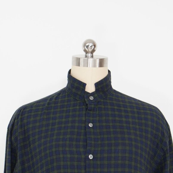 Vintage 90s Ralph Lauren Plaid Cotton Mandarin Collar Shirt – Made in Hong Kong - Picture 5 of 5